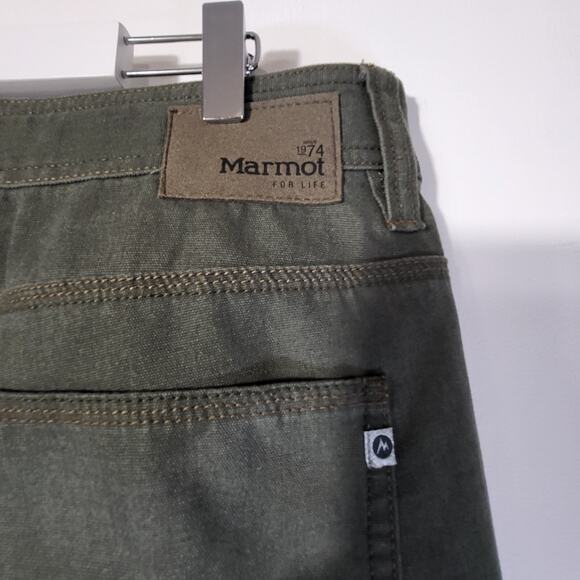 Marmot Mens 36x32 Green Pants Jeans Cotton Cargo - Picture 9 of 12